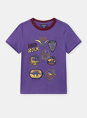 T-shirt manches courtes violet imprimé dinosaure KICHAGE / 24E3PGC3TMC708