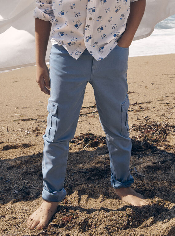 Pantalon cargo slim bleu givré LESLIMAGE / 24H3PGJ1PANC206