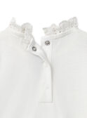 Body blanc à col volant et imprimé fleurs roses sur les manches Bébé Fille NAELODIE / 25H1BFL1BOD001