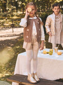 Cardigan marron avec broderie fleurs sans manches Fille NIFLORETTE / 25H2PFL1CSM821