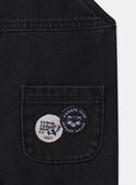 Salopette en jean noir à broderie raton laveur Bébé Garçon NAILYES / 25H1BGP5SALK004