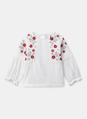Blouse écru à broderie fleurs et manches longues Bébé Fille NACELIA / 25H1BFK1CHE001