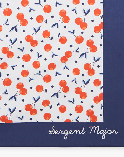 Serviette bleu marine et blanc à imprimé cerise orange foncé FRYSERETTE / 23E4PFL1SRV001