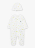 Pyjama et bonnet de naissance blancs à imprimé nuages et soleils FOSTA / 23E0NMT1GRE000