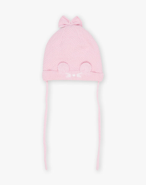 Bonnet rose en tricot avec oreilles 3D FIMADDY / 23E4BF52BON030