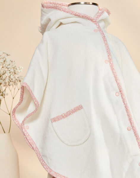 Cape de bain écru à fleurs avec capuche tête de chat et oreilles 3D FECERISE / 23E5BF21CDB001