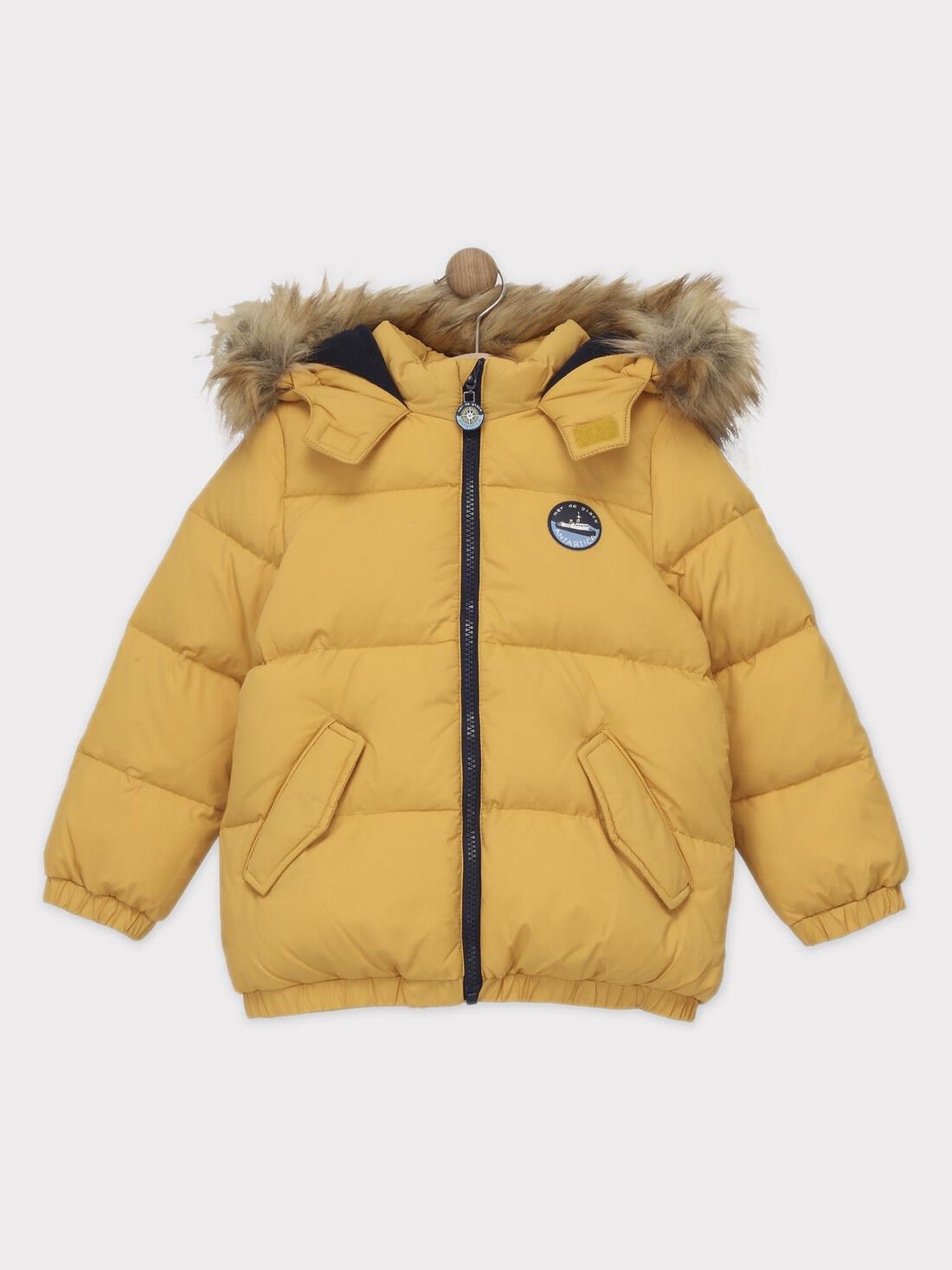 Parka doudoune jaune doublée polaire garçon