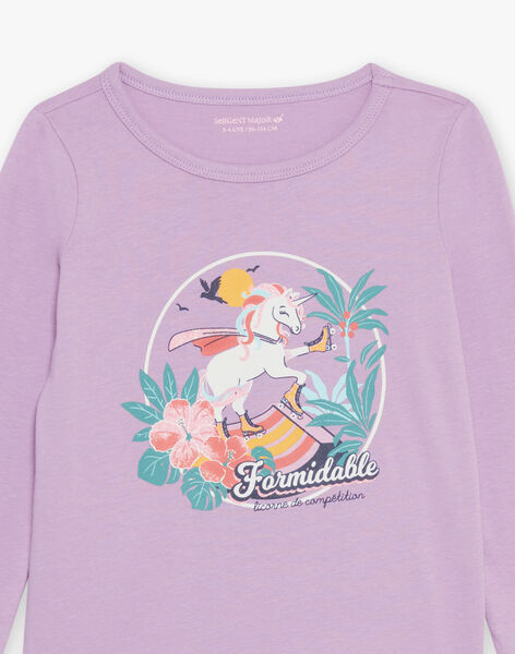 Pyjama deux pièces violet pâle en coton avec cape tête de licorne FLOPOETTE 3 / 23E5PF41PYT326