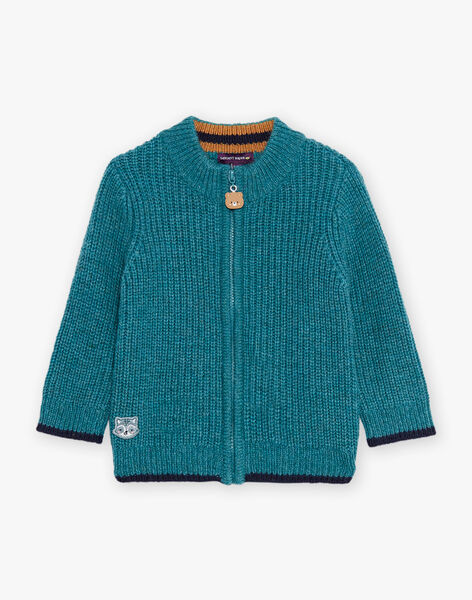 Gilet en maille bleu canard DANOUR / 22H1BGU1GIL714