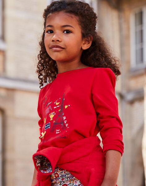 T-shirt rouge à motifs Paris DIFLORETTE / 22H2PFE3TML050