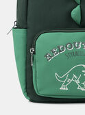 Sac à dos vert avec poche avant imprimé dinosaure Garçon NISACAGE / 25H4PGS1BESG633