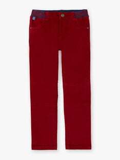 Pantalon rouge orangé empiècements enfant garçon BUXUAGE2 / 21H3PGF3PANF527