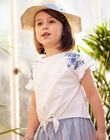 T-shirt écru avec broderies fleuries à nouer enfant fille CYATETTE / 22E2PFK2TMC001