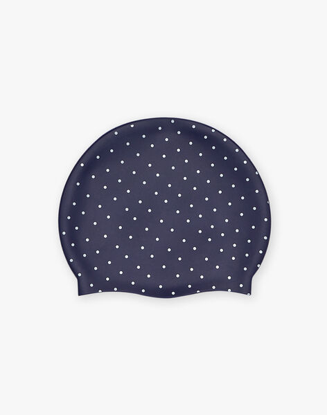 Bonnet de piscine bleu marine à pois blancs FRYBONETTE / 23E4PFL1D4Y070
