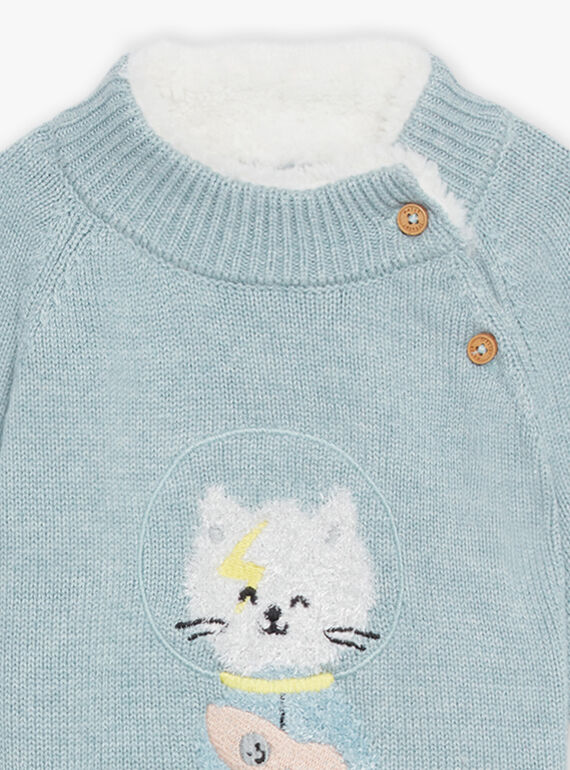 Pull en tricot turquoise moyen DAUGO / 22H1BGZ2PUL219