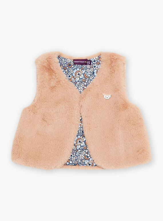 Gilet sans manches en fourrure synthétique beige DAROMANE / 22H1BFY1CSMI820