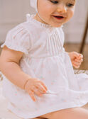 Robe et béguin de naissance blancs à imprimé fleurs FOLINA / 23E0CFT1ROB000