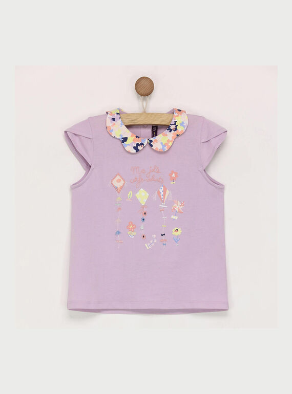 Tee shirt manches courtes mauve ROPIYETTE / 19E2PFD1TMC328