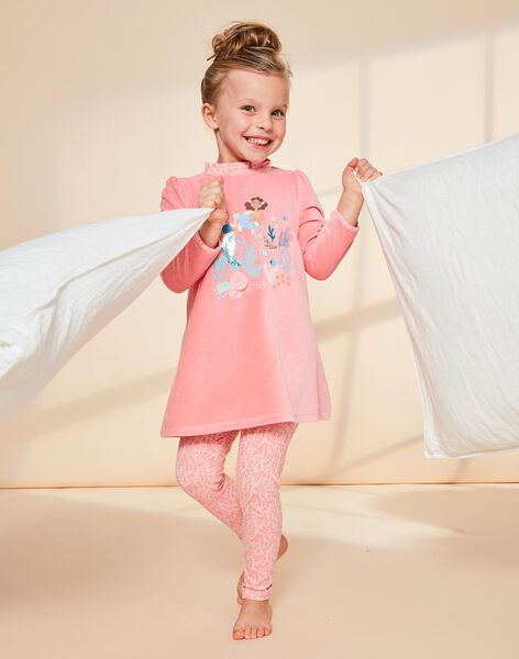 Pyjama deux pièces rose en velours avec sirènes 23E5PF22CHN404