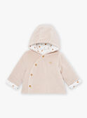 Veste de naissance à capuche beige en velours LOAC / 24H0CM11VES007