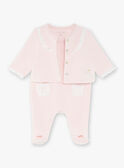 Ensemble dors bien et veste rose pâle en velours bébé fille ZOÉ / 21E0NFG1ENS301