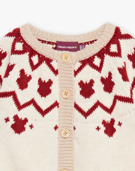 Gilet en tricot rouge et beige DAPIERRE / 22H1BGX1GILF512