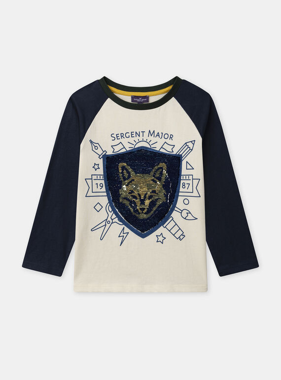 T-shirt écru à sequins et manches longues Garçon NAEHARAGE / 25H3PG31TML114