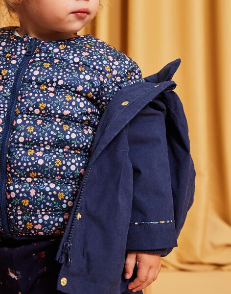 Manteau à capuche 2 en 1 bleu marine DINORA / 22H1BFG1PAR070