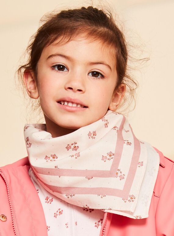 Foulard rose pâle en voile de coton à fleurs FRAFOLETTE / 23E4PF51ECHD319