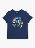 T-shirt bleu nuit à thème skatepark fantaisie FRIZOTAGE1 / 23E3PGN1TMC713