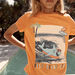 T-shirt orange fluo à manches courtes