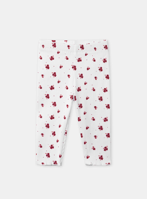Legging côtéle écru imprimé fleuri Bébé Fille NACORALIE / 25H1BFK1LG080