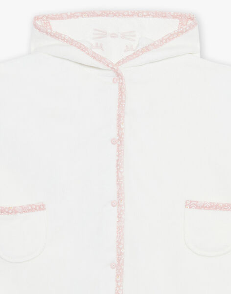 Cape de bain écru à fleurs avec capuche tête de chat et oreilles 3D FECERISE / 23E5BF21CDB001