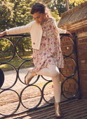 Cardigan en maille blanc avec poches avant brodées de fleurs Fille NIGIGIETTE / 25H2PFL2CAR001