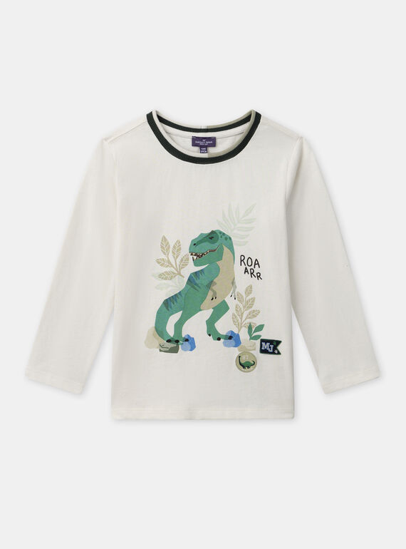 T-shirt écru à imprimé dinosaure manches longues Garçon NIFERAGE / 25H3PGL2TML005