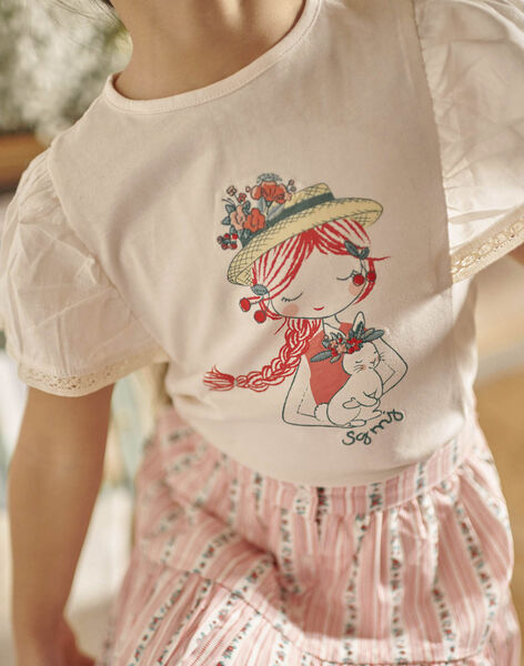 T-shirt écru à volants enfant fille CUITETTE / 22E2PFJ1TMC632