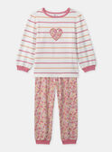 Pyjama à rayures tricolore imprimé fleuri Fille NUIPOLETTE / 25H5PFB2PYJ001