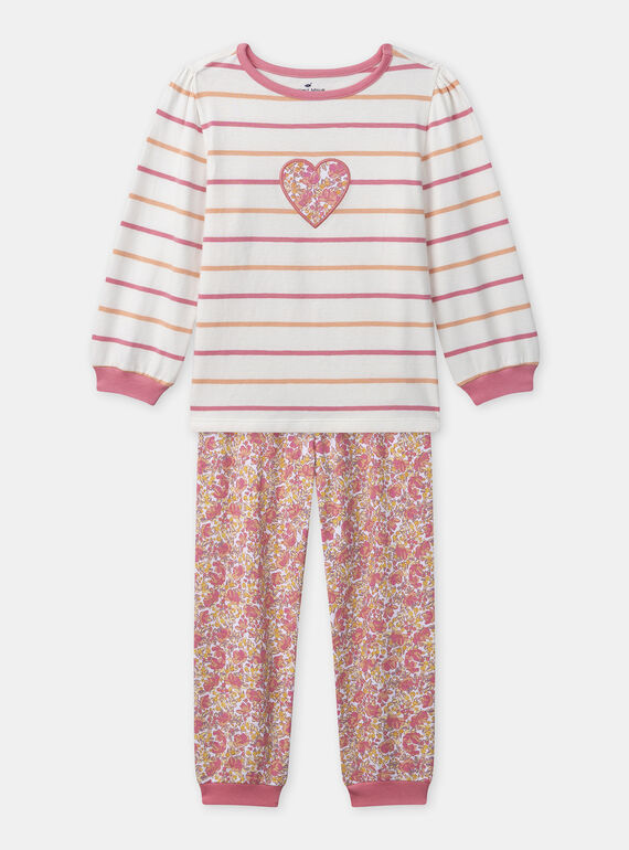 Pyjama à rayures tricolore imprimé fleuri Fille NUIPOLETTE / 25H5PFB2PYJ001