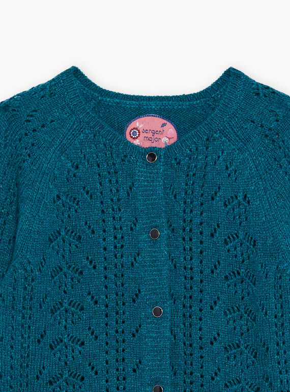 Cardigan ajouré bleu canard DYZETTE / 22H2PFU1CAR714