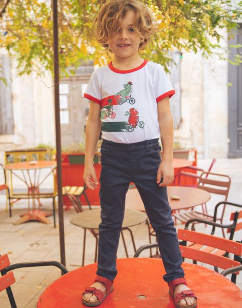 T-shirt blanc avec dinosaures sur des vélos FEMIAGE / 23E3PGB1TMC001