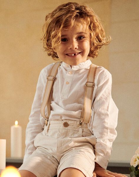Bretelles écru et beige pour pantalon avec détails en cuir FREBRETAGE / 23E4PGI1BRE001