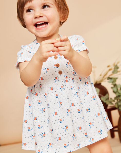 Robe écrue avec body intégré à imprimé fleuri FAZORA / 23E1BFR1ROB001