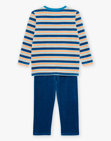 Ensemble pyjama bleu foncé en velours à rayures avec tigre FLORAYAGE / 23E5PG21PYJ202