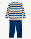 Ensemble pyjama bleu foncé en velours à rayures avec tigre FLORAYAGE / 23E5PG21PYJ202