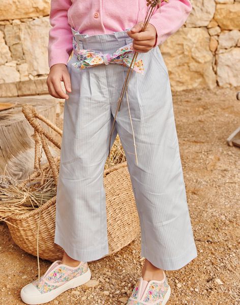 Pantalon ciel avec ceinture à imprimé fleuri FLEMETTE / 23E2PFS1PAN020