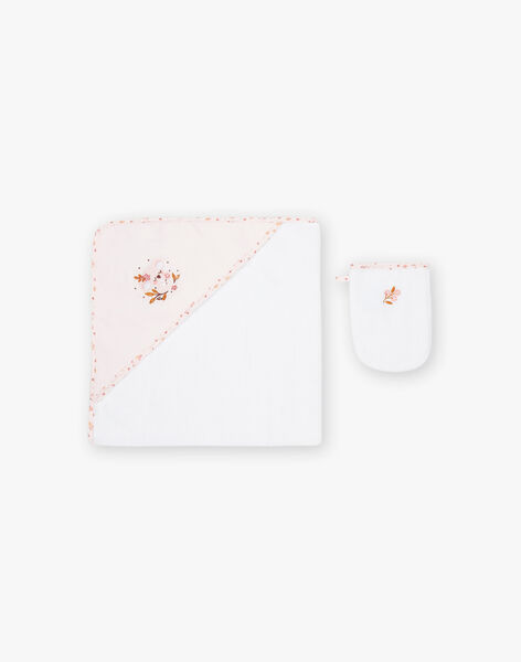 Pointe éponge et gant de toilette écrus à fleurs FOSKEA / 23E0AF61POI000