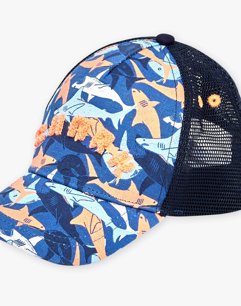 Casquette bleue à imprimé requins FLYTOAGE / 23E4PGR1CHAC226