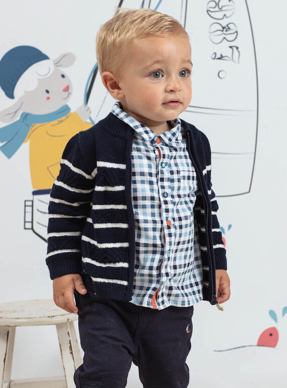 Gilet maille fantaisie à rayures bébé garçon BANELSON / 21H1BGL1GILC205