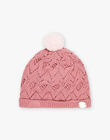 Bonnet vieux rose en tricot ajouré DRAJORETTE / 22H4PFM1BOND312