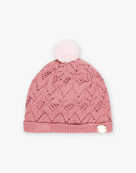 Bonnet vieux rose en tricot ajouré DRAJORETTE / 22H4PFM1BOND312